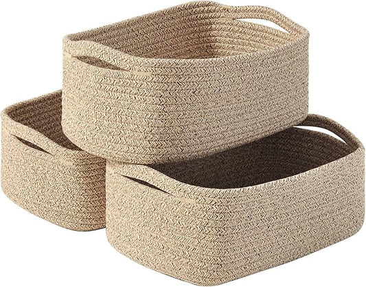 Small Baskets for Organizing, Woven Storage Baskets for Shelves, Small Rope by ICERZCZ