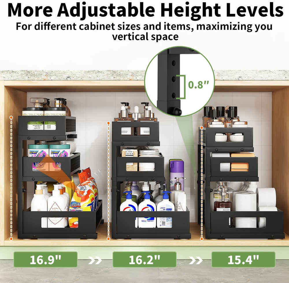 Under Sink Organizer,3-Tier Heavy Duty Pull out Cabinet Organizer Shelf