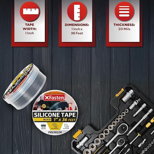 XFasten Self Fusing Silicone Tape Waterproof – 1" x 36 Feet Black, Self - Image 2