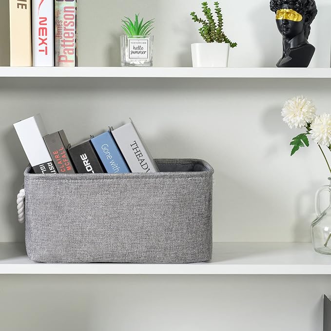 TheWarmHome Large Storage Bins Basket, 2 Pack Grey Fabric Storage Cubes - Image 4