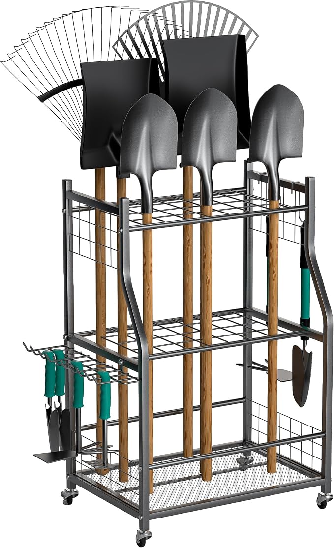 EVERHANGER Garden Tool Organizer Stand, Garage Tool Storage Organization