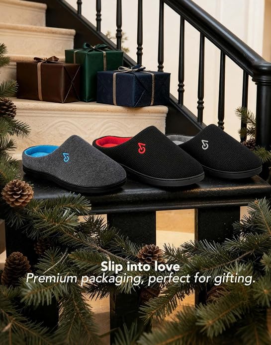 VeraCosy Men's Two-Tone Memory Foam House Slippers Indoor Outdoor Durable - Image 3