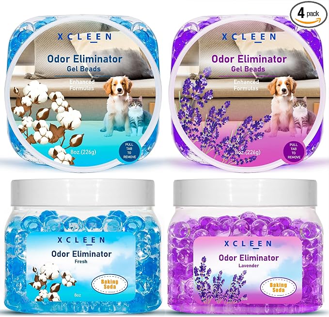 Odor Eliminator Gel Beads 4 Pack 32OZ, Air Freshener by Xcleen