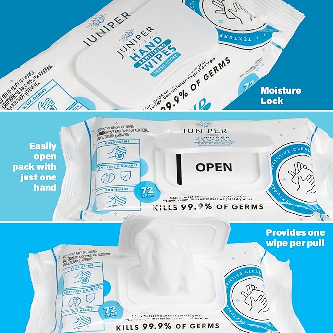 3 Pack Hand Sanitizing Wipes, Alcohol Free 216 Count Disposable Hand Sanitizer - Image 6