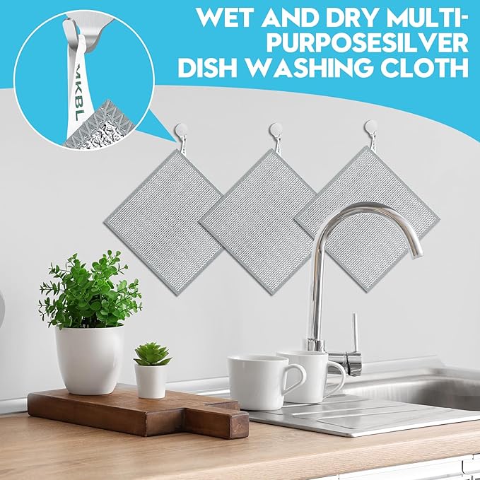 10 Pcs New Upgraded 3 Layers Non Scratch Wire Dishcloth, Wet & Dry - Image 8