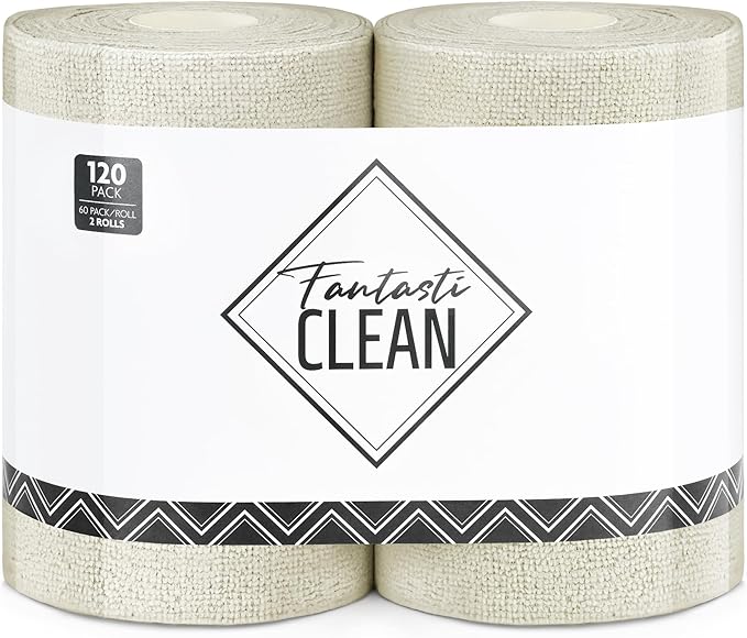 Fantasticlean Microfiber Cleaning Cloth Roll 2 Rolls 120 Pack, Tear Away by Fantasticlean