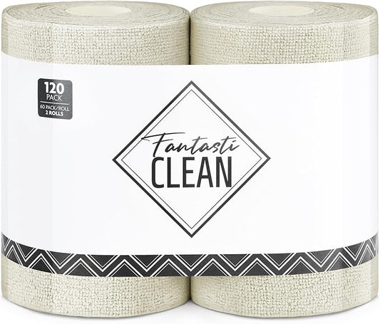 Fantasticlean Microfiber Cleaning Cloth Roll 2 Rolls 120 Pack, Tear Away by Fantasticlean