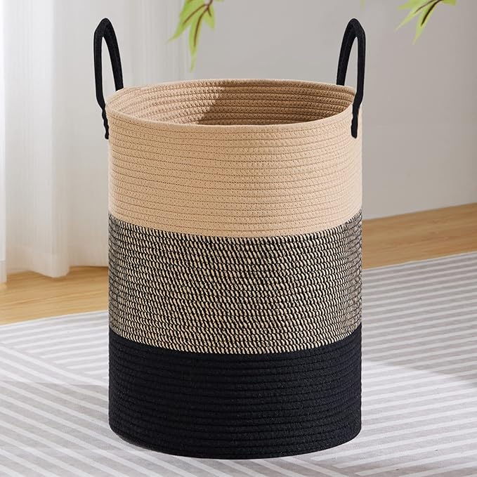 VIPOSCO Large Laundry Hamper, Tall Woven Rope Storage Basket by VIPOSCO