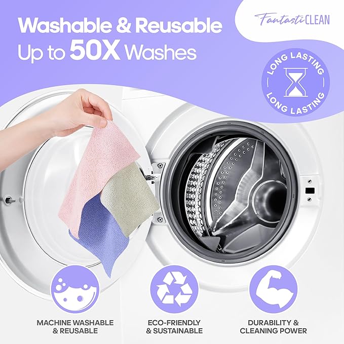 Fantasticlean Microfiber Cleaning Cloth Roll -60 Pack, Tear Away Paperless - Image 9