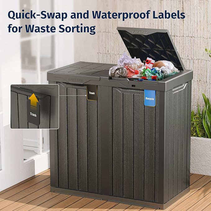 EAST OAK 62 Gallon Outdoor Trash Can | Waterproof Resin Garbage Can - Image 4