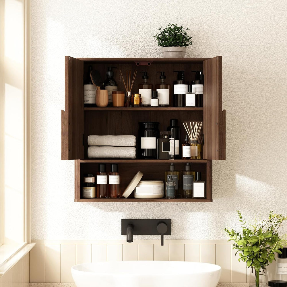 RUSTOWN Wall Mounted Bathroom Cabinets with Rounded Edges & Curved Handles