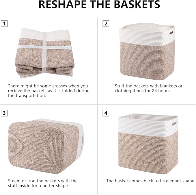 OIAHOMY Storage baskets for Shelf, Large Collapsible Storage Bins, Blanket - Image 7