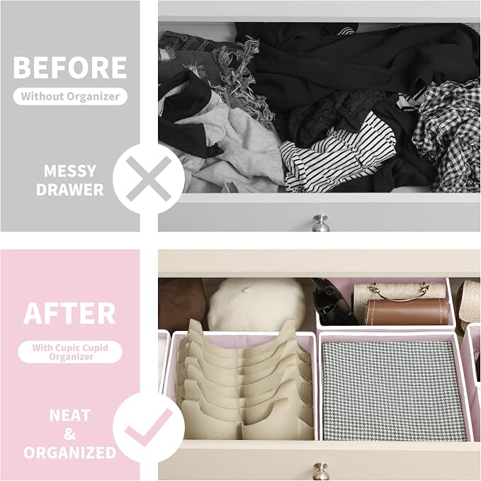 Cupic Cupid Drawer Organizer, Dresser Organizers, Foldabe Drawer Organizer - Image 3