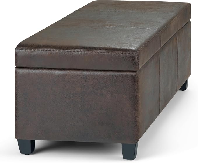 SIMPLIHOME Avalon 48 inch Wide Contemporary Rectangle Storage Ottoman Bench in - Image 11