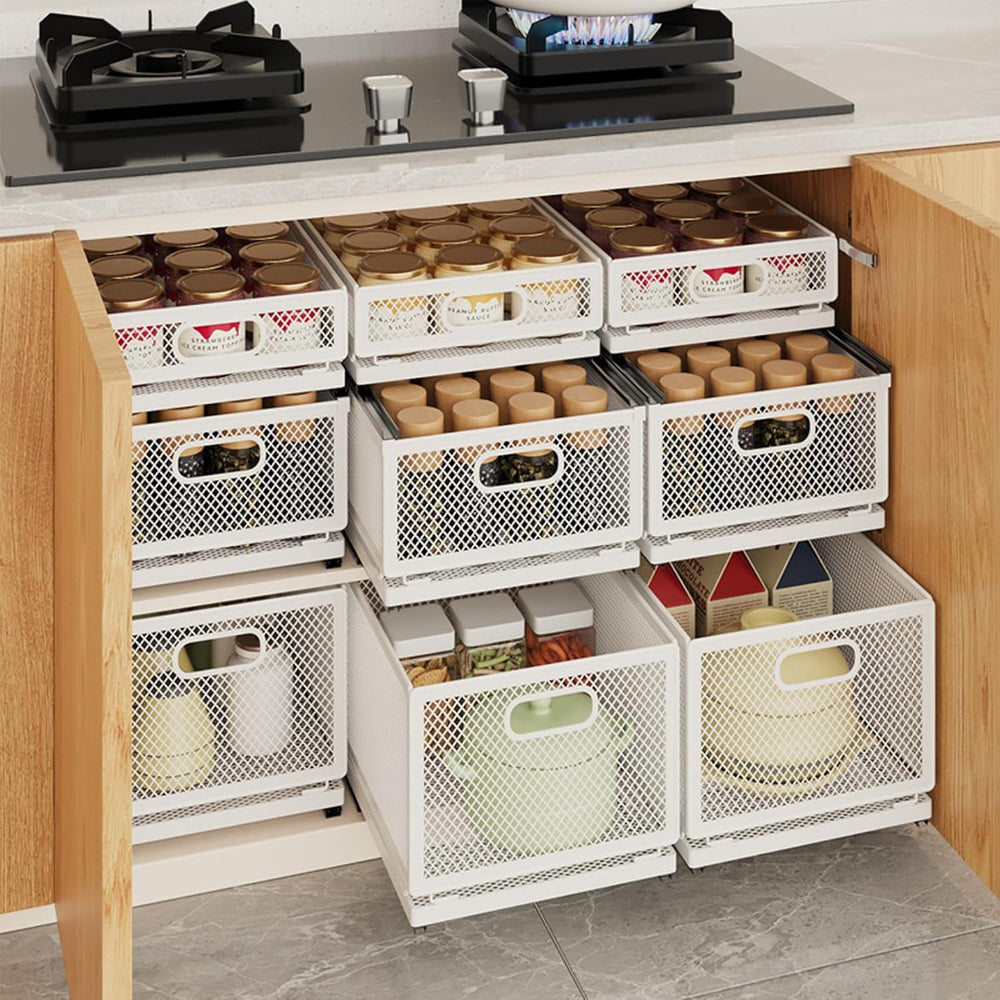 Pull Out Cabinet Organizer, Slide Out Drawers Fixed with Adhesive Nano Film, ...