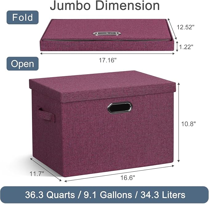 Large 17" 36 Quart Collapsible Stackable Storage Bins - Image 2