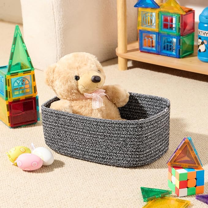 Small Storage Baskets for Organizing | Closet Organizer Bins | Shelf Toy Basket - Image 4