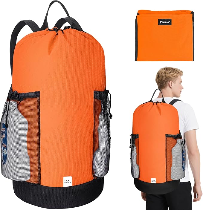 BALEINE 120L Laundry Bag Backpack, 900D Oxford Fabric Large Travel Laundry Bags by BALEINE