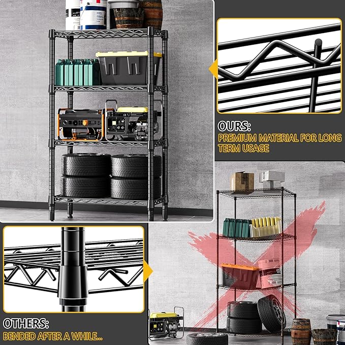 1000 lbs 4 Tier Shelf Metal Storage Shelves Wire Rack Closet Organizers - Image 5