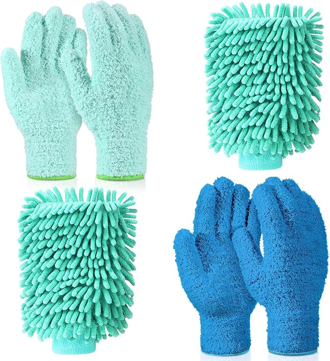 6 Pcs Microfiber Dusting Mitt Gloves Microfiber Washable Dusting Gloves Car by Potchen