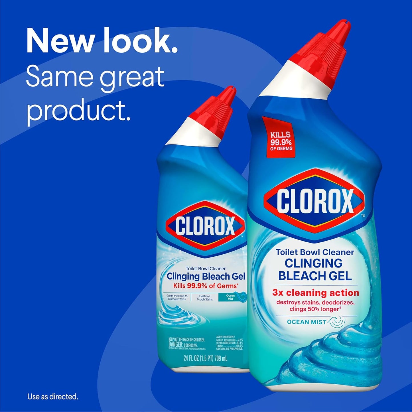 Clorox Toilet Bowl Cleaner Clinging Bleach Gel, Ocean Mist, 24 Fluid Ounces (Package May Vary)