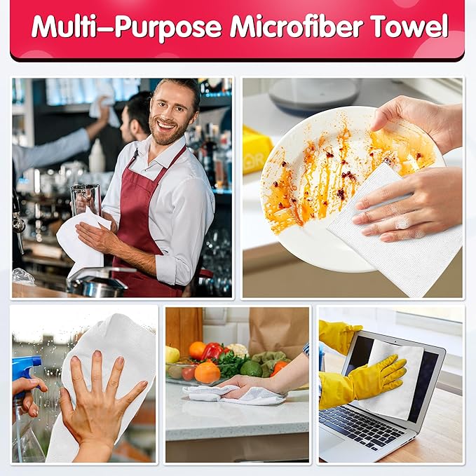 FIXSMITH White Microfiber Cleaning Cloth, Reusable Shop Towels, Microfiber - Image 6