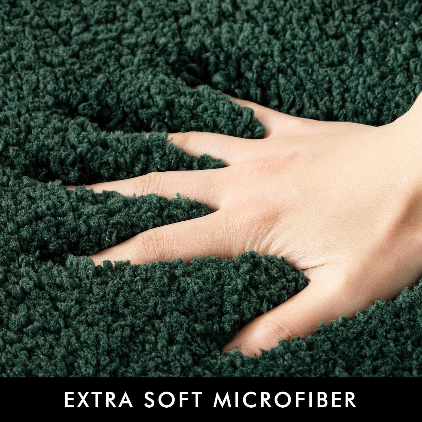 MIULEE Dark Green Bathroom Rugs Set 2 Piece, Soft Absorbent Microfiber Bath Mat Set, Non Slip Quick Dry Machine Washable Plush Shaggy Bath Rugs for Bathroom Floor, Tub and Shower, 16x24 inches
