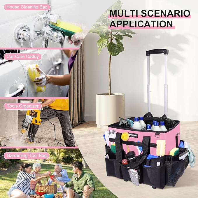Large Rolling Cleaning Caddy Bag - Image 7