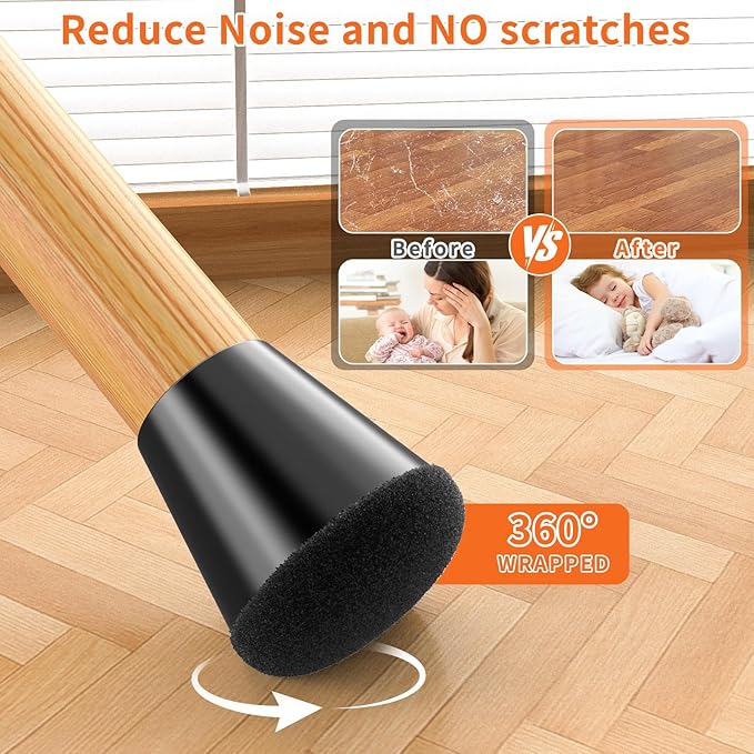 Chair Leg Floor Protectors Medium 24Pcs, Silicone Chair Leg Protectors - Image 4
