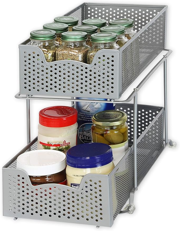 SIMPLE HOUSEWARE 2 Tier Sliding Cabinet Basket Organizer Drawer by SimpleHouseware