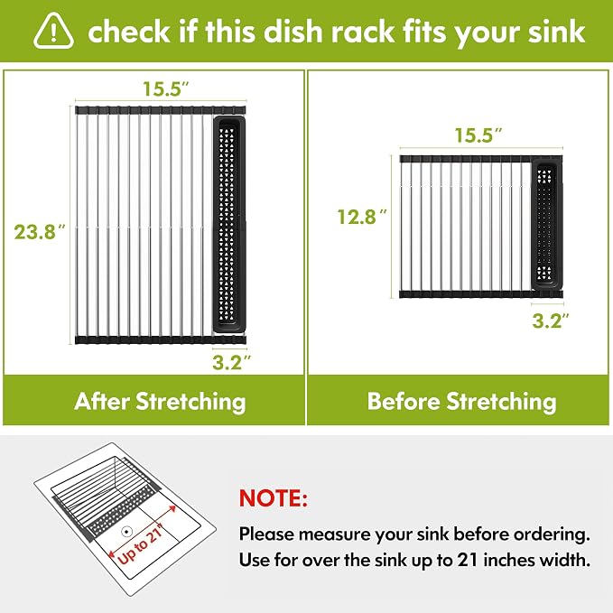 JASIWAY Dish Drying Rack, Roll Up Dryer Rack - Image 2