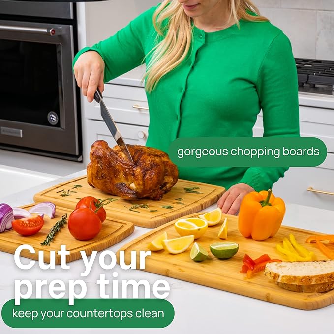 Wood Cutting Boards for Kitchen for Chopping Vegetables, Carving Meat, Slicing - Image 6