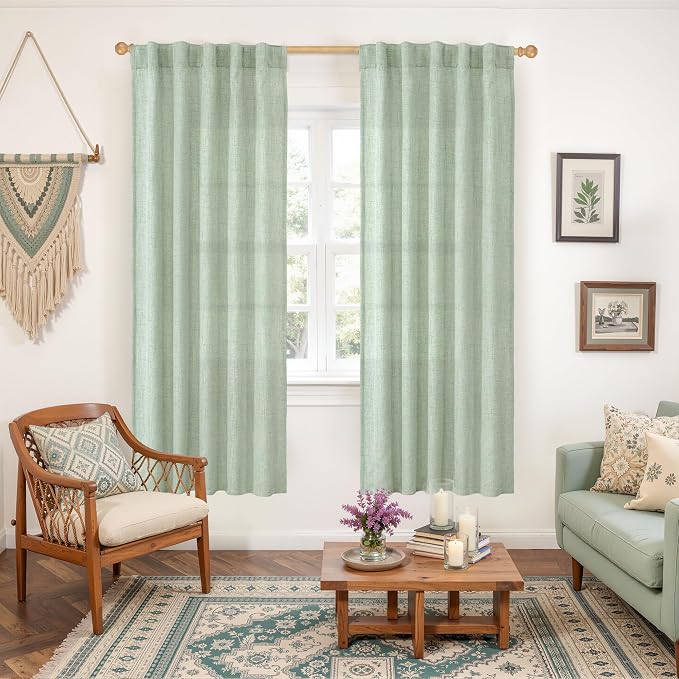 YoungsTex Sage Green Curtains 72 Inch Length - Image 2