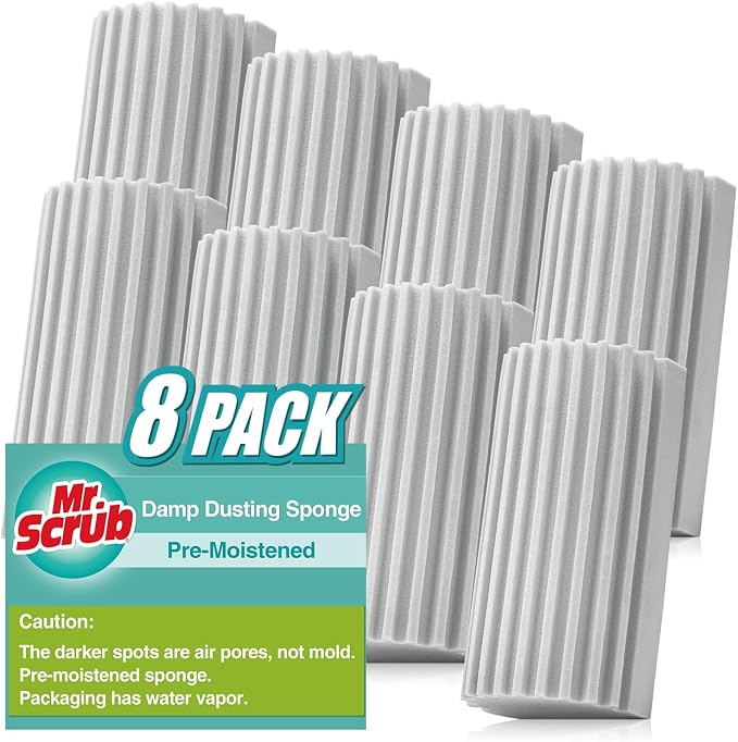 8 Pack Damp Dusting Sponge Duster, Reusable Household Cleaning Sponge Tool by MrScrubCleaninghelpers