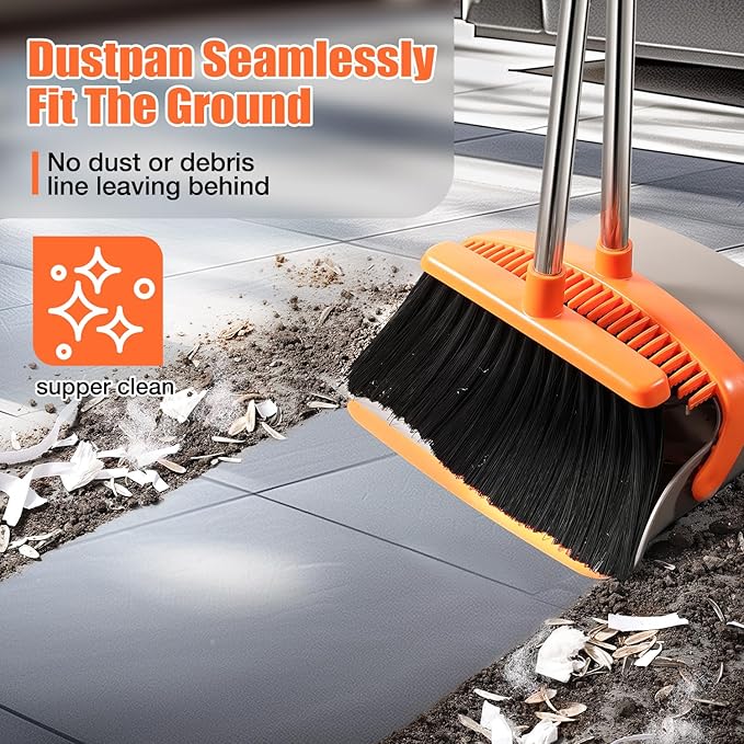 Broom and Dustpan Set, Upgraded Large Broom - Image 3