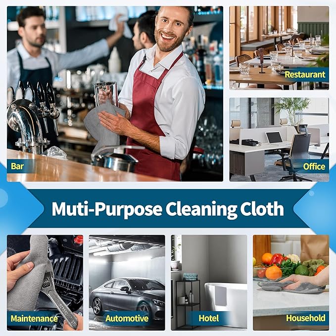 FIXSMITH Grey Microfiber Cleaning Cloth -Pack of 8, Highly Absorbent Cleaning - Image 7