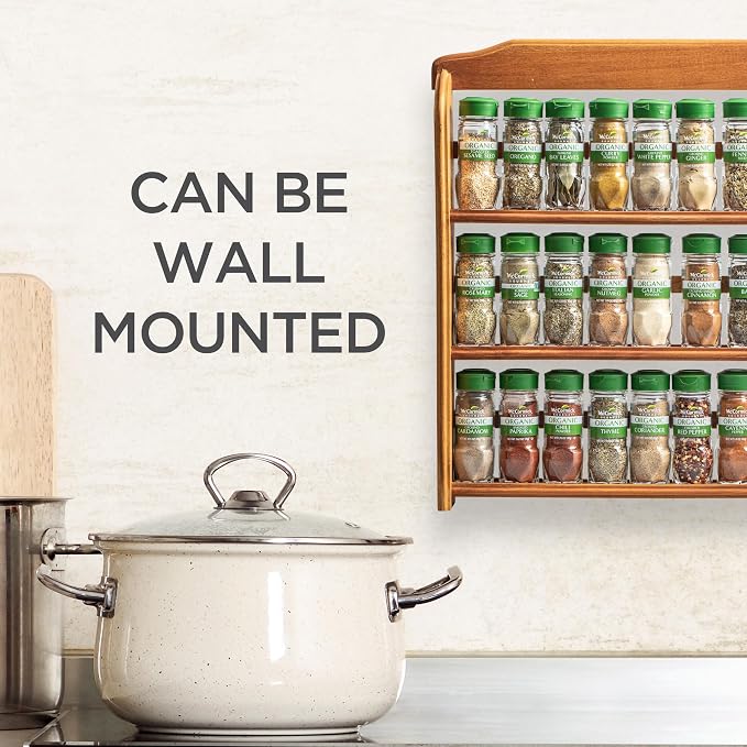 McCormick Gourmet Three Tier Wood 24 Piece Organic Spice Rack Organizer - Image 5