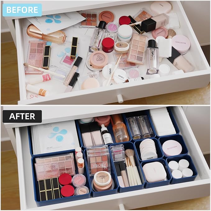 11-Piece Stackable Drawer Organizer Set, Stationery, Utensils in Bathroom - Image 2