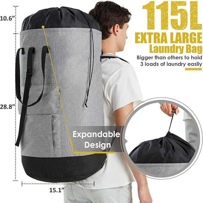 Laundry Bag for College, 115L Heavy Duty Laundry Backpack - Image 2