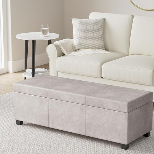 SIMPLIHOME Avalon 48 inch Wide Contemporary Rectangle Storage Ottoman Bench in - Image 2