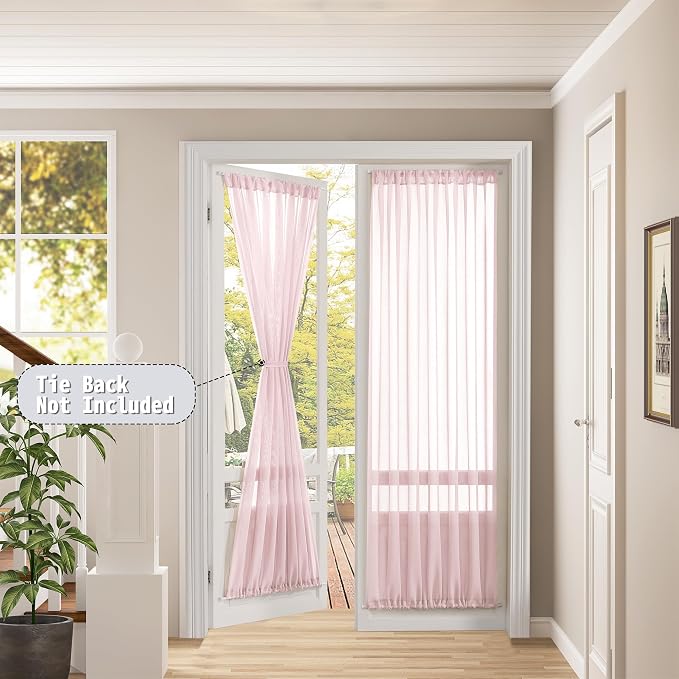 Tollpiz Sheer Door Curtain Closet Linen Textured Curtain Sheers Doorway Light - Image 2