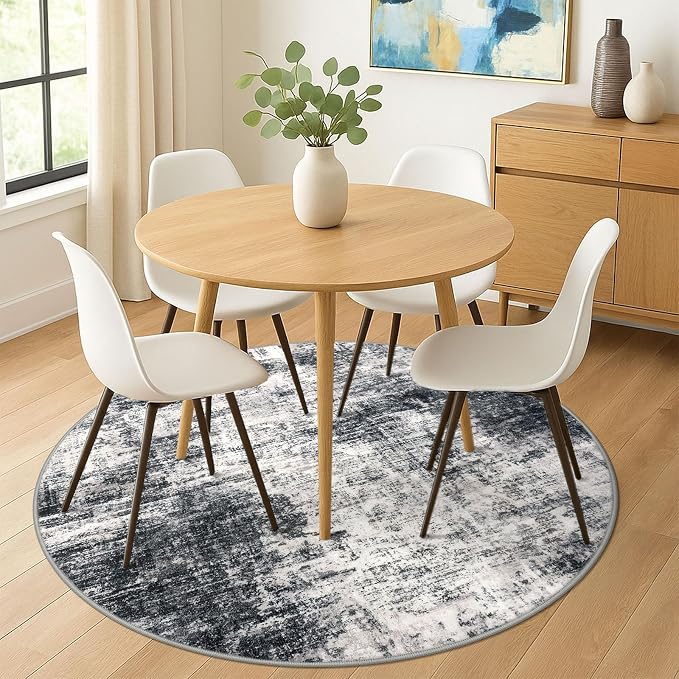 IOHOUZE Abstract Round Area Rug 6 Ft Washable Circle Rugs Large Round Rug Non - Image 2