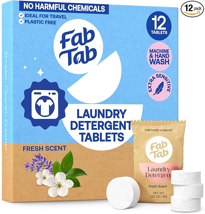 Fab Tab Laundry Detergent Tablets, Plant-Based Formula, Removes Tough Stains by FabTab