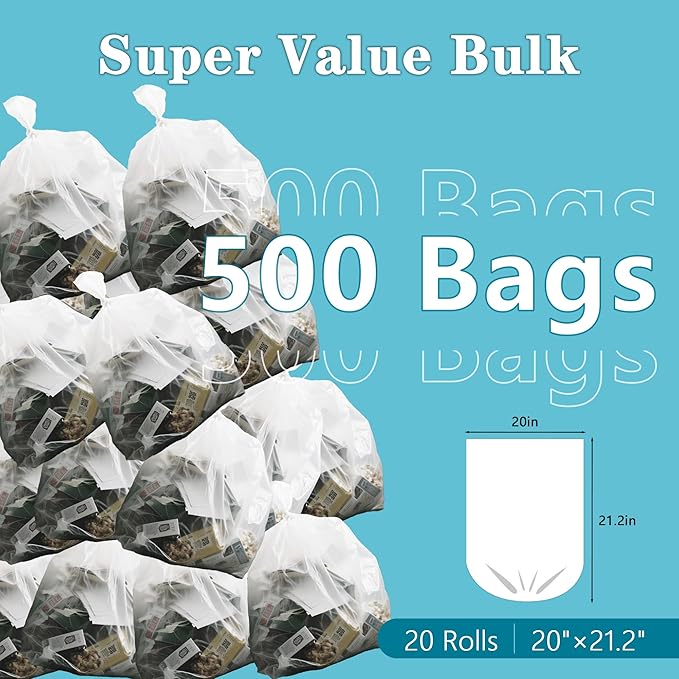 500 Count 5 Gallon Trash Bags, Strong Small Garbage Bags, Bathroom Trash Can - Image 2