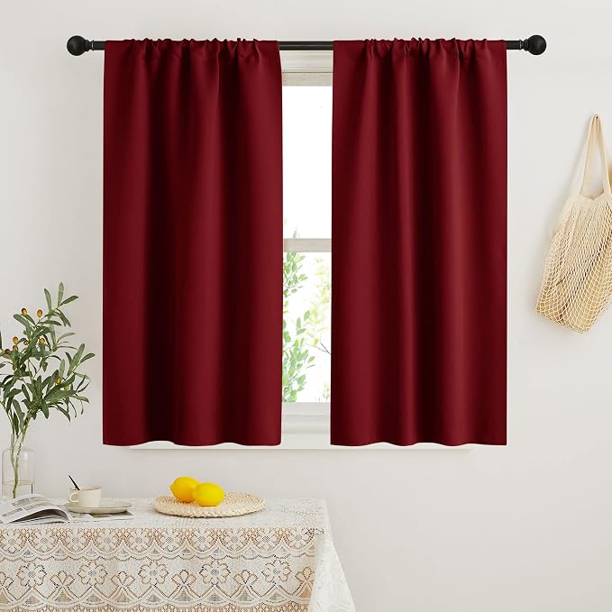 RYB HOME Kitchen Curtains 45 inch Length 2 Panels Set, Privacy Assured Drapes by RYBHOME