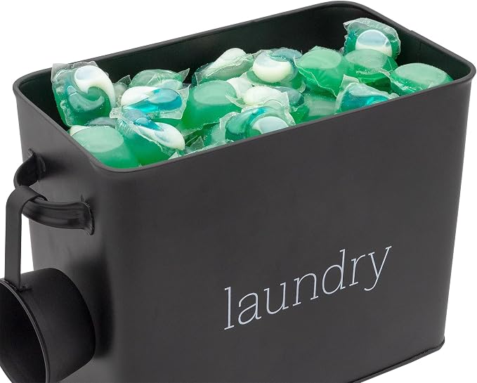 AuldHome Design Enamelware Laundry Powder Container, Enamelware Detergent Bin - Image 5
