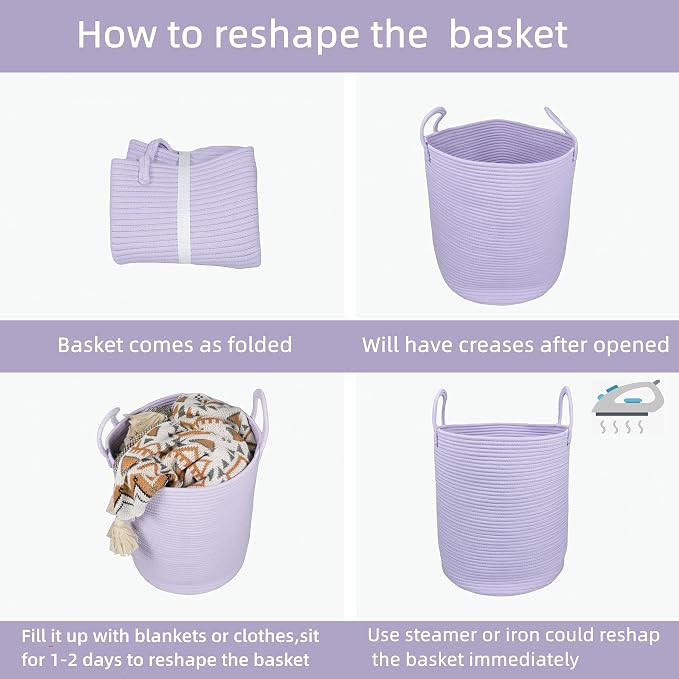 Rope Laundry Basket Hamper for Clothes Woven Storage Basket for Living Room - Image 6