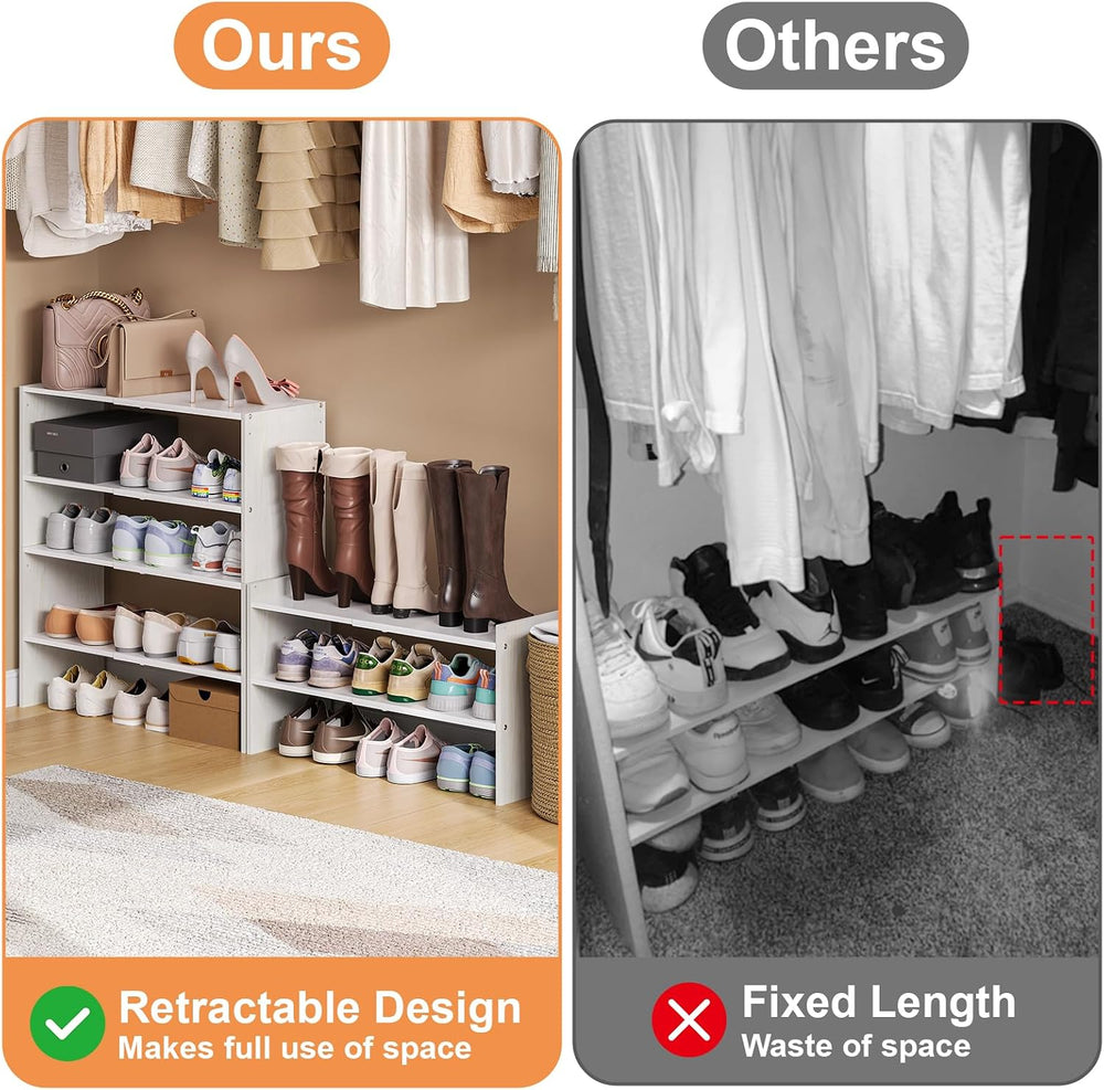 X-cosrack 2 Pack 2-Tier Shoe Rack Organizer for Closet, Expandable and Adjust...