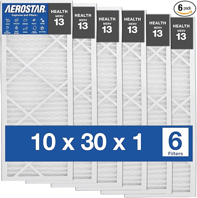 Aerostar Air Filters 10x30x1 MERV 13, Healthier Air by AirFiltersDelivered
