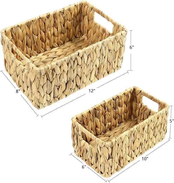 HOONEX Water Hyacinth Storage Baskets, Wicker Baskets - Image 4